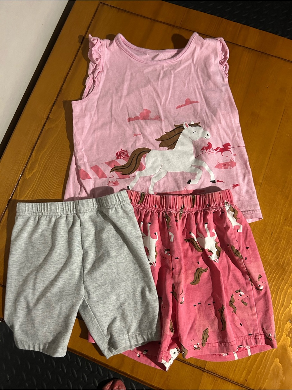 Girls Pink Horse Print matching shorts Set